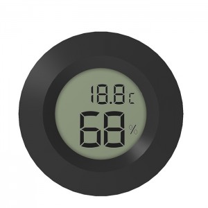 HS0683 Black Round LCD Display Thermometer Hygrometer 