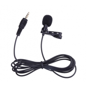 HS2184 Portable 3.5mm Jack Clip-on Wired Condenser Lapel Microphone for Recording Speech