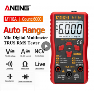 HS3405 ANENG M118A Digital Mini Multimeter Tester Auto Mmultimetro True Rms Tranistor Meter with NCV Data Hold 6000counts Flashlight