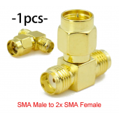 HS6210 SMA to SMA Adapter Connector 1X Male to 2X SMA Female
