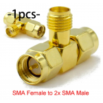 HS6211 SMA to SMA Adapter Connector 1X Female to 2X SMA Male