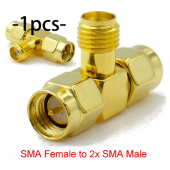 HS6211 SMA to SMA Adapter Connector 1X Female to 2X SMA Male