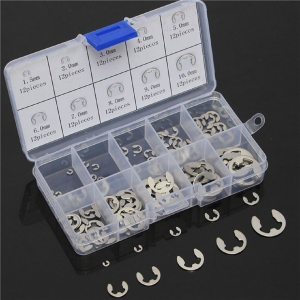 HS6311 200 PCS 304 Stainless Steel E Clip Washer Assortment Kit Circlip Retaining Ring for Shaft Fastener M1.5-M10