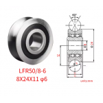 HS6353 LFR Series Rail Roller Bearing LFR50/8-6 Inner Diameter 8mm Outer Diameter 24mm Height 11mm U Groove Diameter 6mm 8*24*11