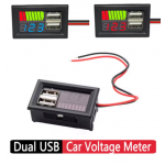 HS6665 12V Car Voltmeter Voltage Meter Panel Dual USB Output 5V 2A Battery Capacity Indicator Power Tester for Lead Acid Battery