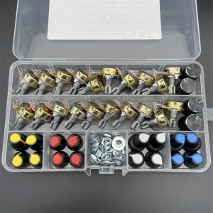 HS6744 200pcs WH148 15MM Single Potentiometer Kit with Knobs B5K/10K/20K/50K/100K